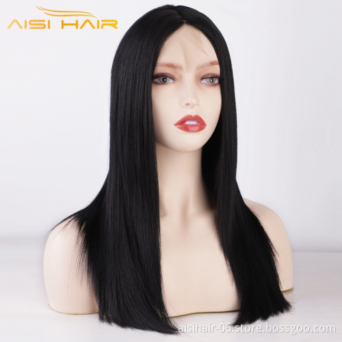 Aisi High wholesale hot sale short brown highlight for black women long straight soft cheap small lace hair synthetic wig